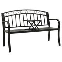 vidaXL ガーデンベンチ テーブル付き 120 cm スチール製 ブラック