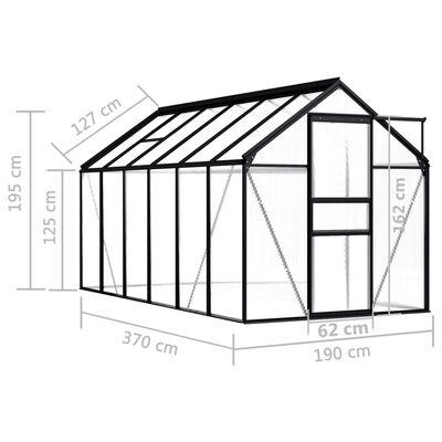 vidaXL 温室 アントラシート アルミ製 7.03 m²