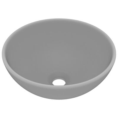vidaXL バスルーム用 洗面器 丸型 マットグレー 32.5x14cm セラミック