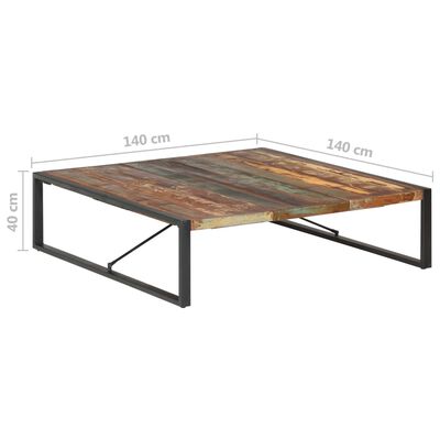 vidaXL コーヒーテーブル 140x140x40cm 無垢の再生木材