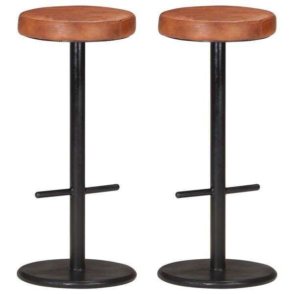 vidaXL 321875 vidaXL Bar Stools 2 pcs Brown Real Leather