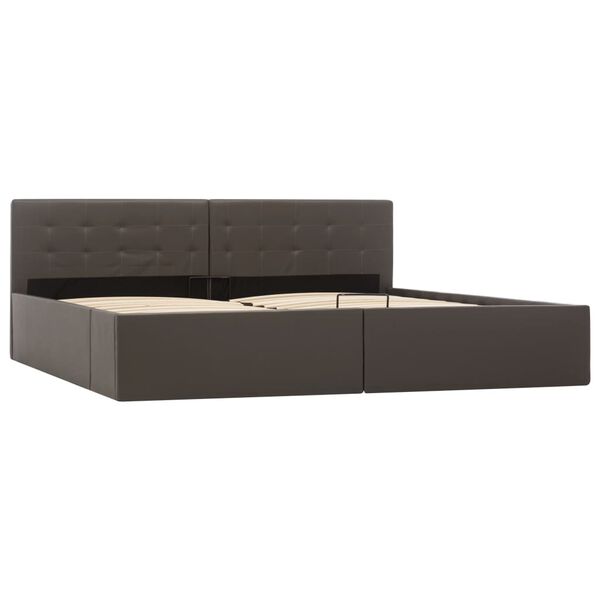 vidaXL 油圧式収納ベッドフレーム グレー 合成皮革製 180x200cm