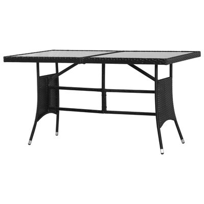 vidaXL ガーデンテーブル 140 x 80 x 74 cm ポリラタン製 ブラック