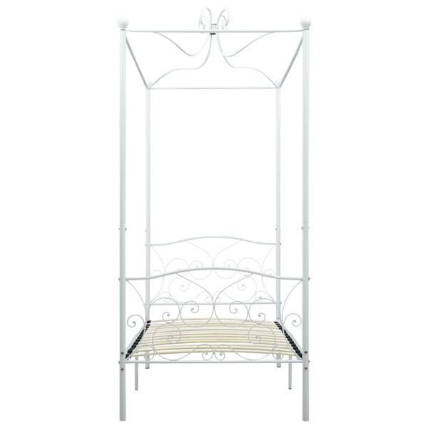 vidaXL ベッドフレーム キャノピー付き ホワイト 金属製 90x200cm