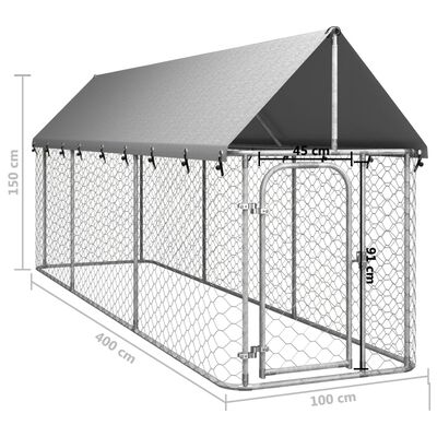 vidaXL 屋外用犬小屋　屋根付き 400x100x150cm