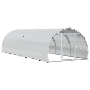 vidaXL 鶏小屋 シルバー 400 x 150 x 100 cm 亜鉛メッキ鋼板