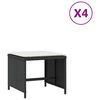 vidaXL ガーデンスツール クッション付き 4点 ブラック 41x41x36 cm ポリラタン製