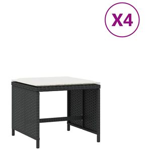 vidaXL ガーデンスツール クッション付き 4点 ブラック 41x41x36 cm ポリラタン製