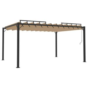 vidaXL ガゼボ ルーバー屋根付き 3x4m トープ生地とアルミニウム