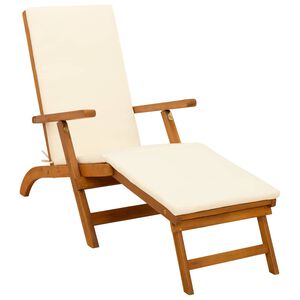 vidaXL リクライニングと折りたたみ可能なサンラウンジャー 55 x 146 x 91 cm ソリッドアカシアウッド