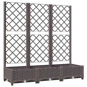 vidaXL ガーデンプランター トレリス付き ブラウン 120x40x121.5 cm PP