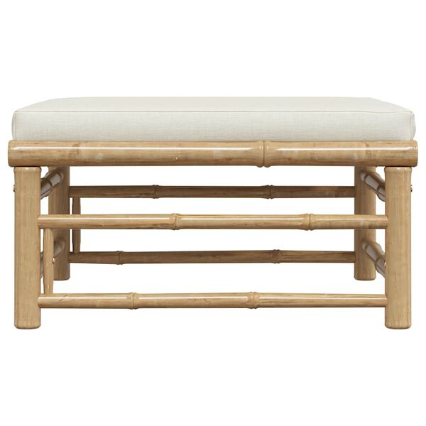 vidaXL ガーデンフットレスト クリームホワイトクッション付き 竹製