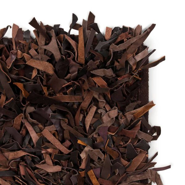 vidaXL シャギーラグ 本革 80x160cm ブラウン