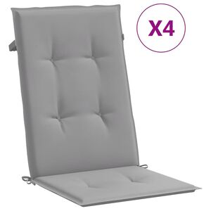 vidaXL ガーデンハイバックチェア クッション 4点 グレー 120x50x3 cm ファブリック