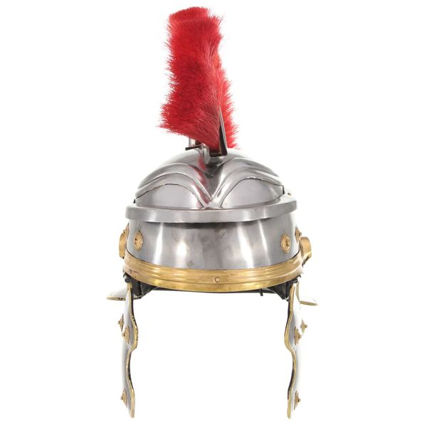 vidaXL ローマ軍兵士のヘルメット アンティークレプリカ ライブRPG用 (LARP) シルバー スチール製