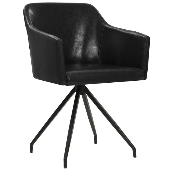 vidaXL 回転ダイニングチェア 2点 合成皮革製 ブラック