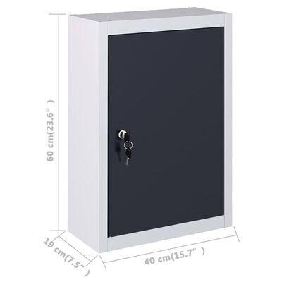 vidaXL 壁掛けツールキャビネット 工業用 金属製 グレー＆ブラック