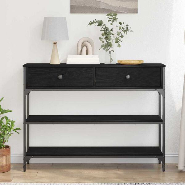 vidaXL コンソール テーブル 引き出し付き 棚で ブラックオーク 72.5 x 25 x 75 cm エンジニアリングウッド