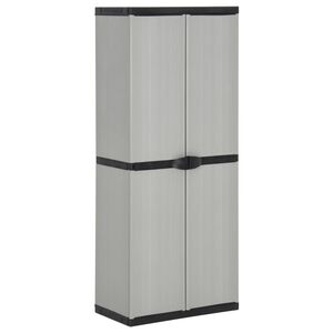 vidaXL ガーデン収納キャビネット 3段棚付き グレー＆ブラック 68x40x168cm