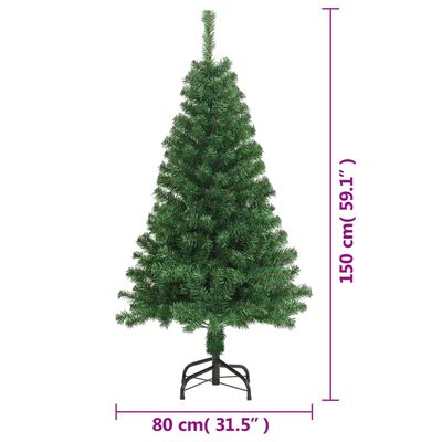 vidaXL 人工クリスマスツリー 太枝付き グリーン 150cm PVC製