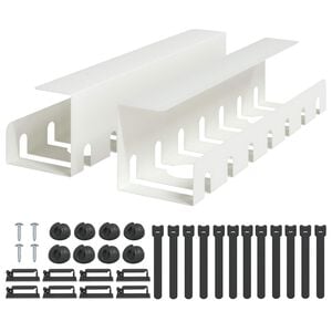 vidaXL デスク下ケーブル管理トレイ 2 点 ホワイト 43 x 10 x 10 cm スチール スクリューマウント