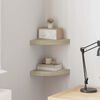 vidaXL フローティングコーナーシェルフ 2点 オーク 25x25x3.8cm MDF