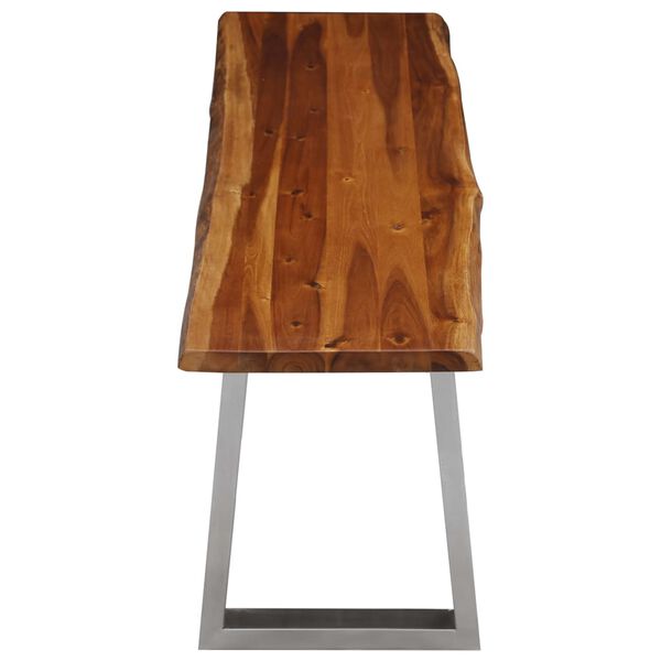 vidaXL ベンチ 140cm アカシア無垢材＆ステンレススチール製