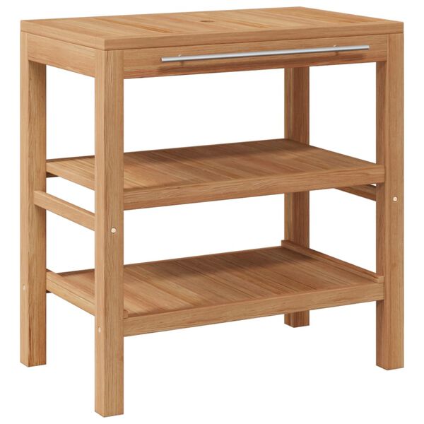 vidaXL 洗面化粧台 無垢のチーク材 大理石製の洗面器付き