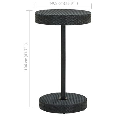vidaXL ガーデンテーブル ブラック 60.5x106cm ポリラタン製