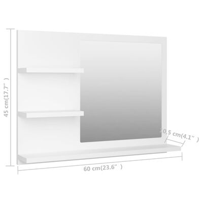 vidaXL バスルーム ミラー ホワイト 60x10.5x45 cm パーティクルボード