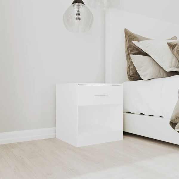 vidaXL ナイトテーブル 2点 引き出し付き ホワイト