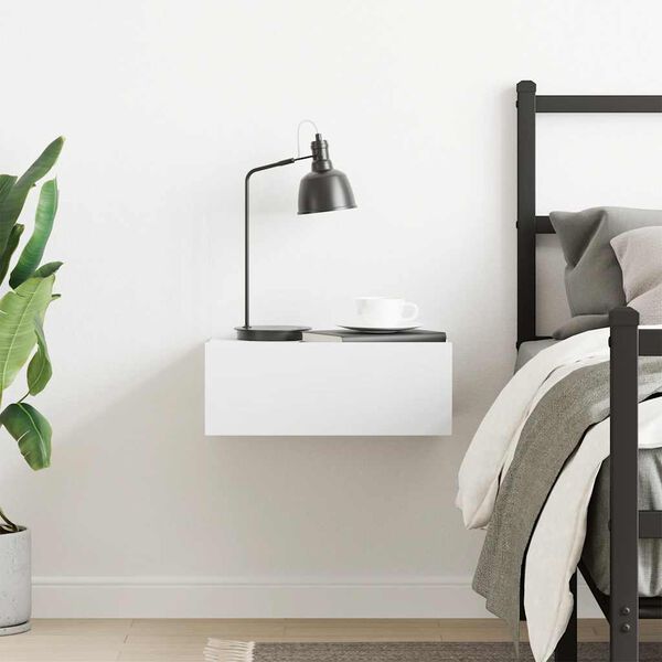 vidaXL 壁面取付型ナイトチェスト 白色 40x30x15cm パーティクルボード