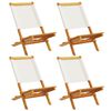 vidaXL 折りたたみ式ガーデンチェア 4点 クリームホワイト ファブリック＆無垢材
