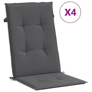 vidaXL ガーデンハイバックチェア クッション 4点 アントラシート 120x50x3 cm ファブリック