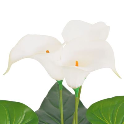 vidaXL 人工観葉植物 カラーリリー (オランダカイウ) ポット付き 85cm ホワイト