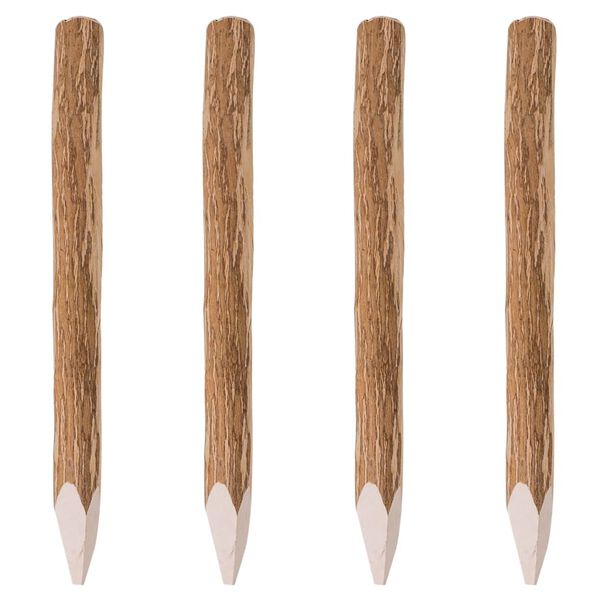 vidaXL フェンス支柱 尖った先端付き 4点 ヘーゼルウッド 90cm　