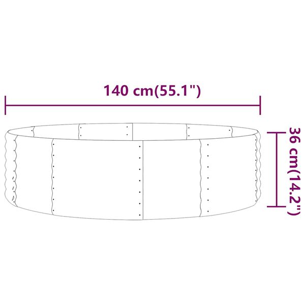 vidaXL ガーデンプランター 亜鉛メッキスチール 140x140x36 cm グリーン