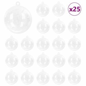 vidaXL クリスマスオーナメントセット 25 個 LED トランスペアレント &Oslash; 8 cm プラスチック
