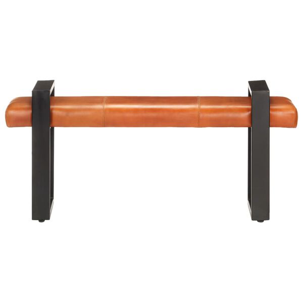 vidaXL ベンチ 120cm ブラック＆ブラウン 山羊本革製