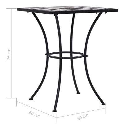 vidaXL モザイクビストロテーブル ブラック＆ホワイト 60cm セラミック製