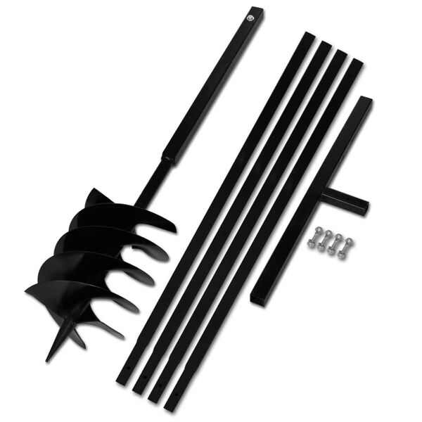 vidaXL グラウンドドリル ハンドル付き 200mm 延長チューブ 5m スチール