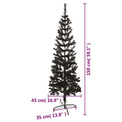vidaXL スリム型 クリスマスツリー 150cm ブラック