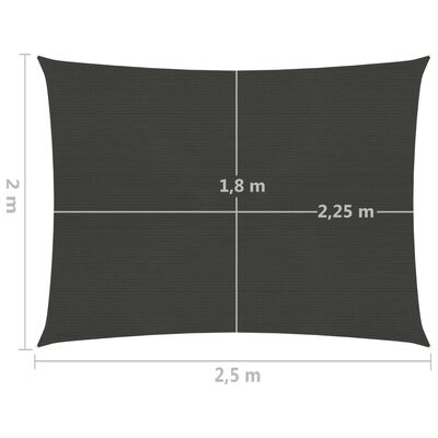 vidaXL サンシェードセイル 160g/m² アントラシート 2x2.5m 高密度ポリエチレン