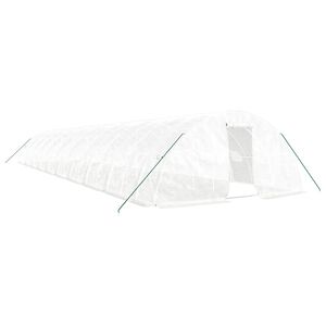vidaXL スチールフレーム温室 ホワイト 100 m&sup2; 20x5x2.3 m