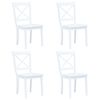 vidaXL ダイニングチェア 4点ホワイトラバーウッド無垢材