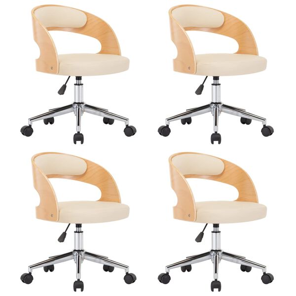 vidaXL 回転ダイニングチェア 4点 クリーム 曲げ木＆合成皮革製