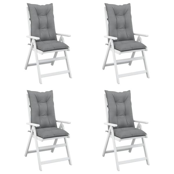 vidaXL ガーデンハイバックチェア クッション 4点 グレー 120x50x7 cm ファブリック