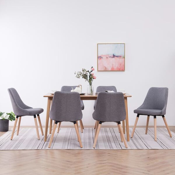 vidaXL ダイニングチェア 6点 ライトグレー 布張り