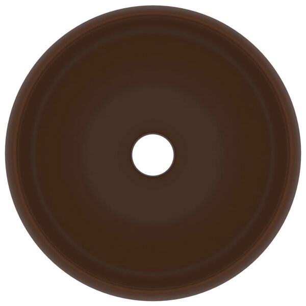 vidaXL ラグジュアリー 洗面器 丸型 マットダークブラウン 40x15cm セラミック製