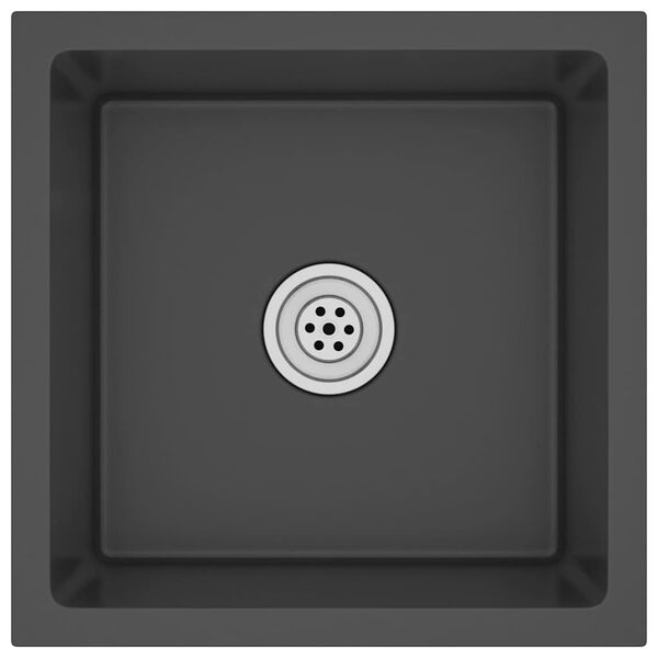 vidaXL 手作り キッチンシンク ステンレススチール製 ブラック